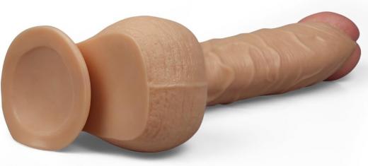 King Size 12 inch Huge Cock Dildo with Hands-Free Suction Cup Base Flesh