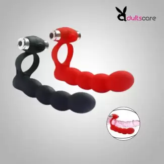 Silicone Double Penetrator Anal Sex Beads Butt Plug Cockring